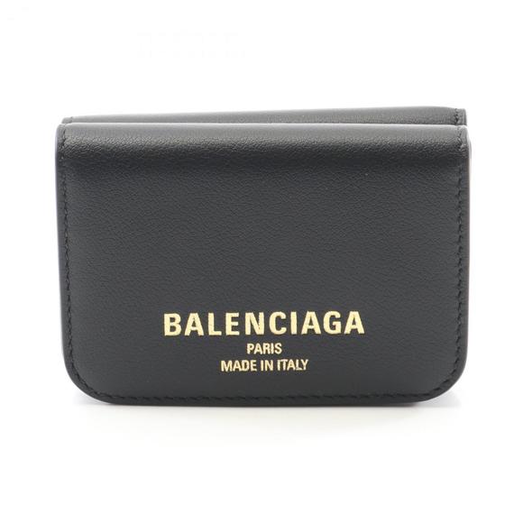 BALENCIAGA Tri-fold Wallet Leather Men's Women's Black 8109042ABGH1000 - Picture 1 of 7